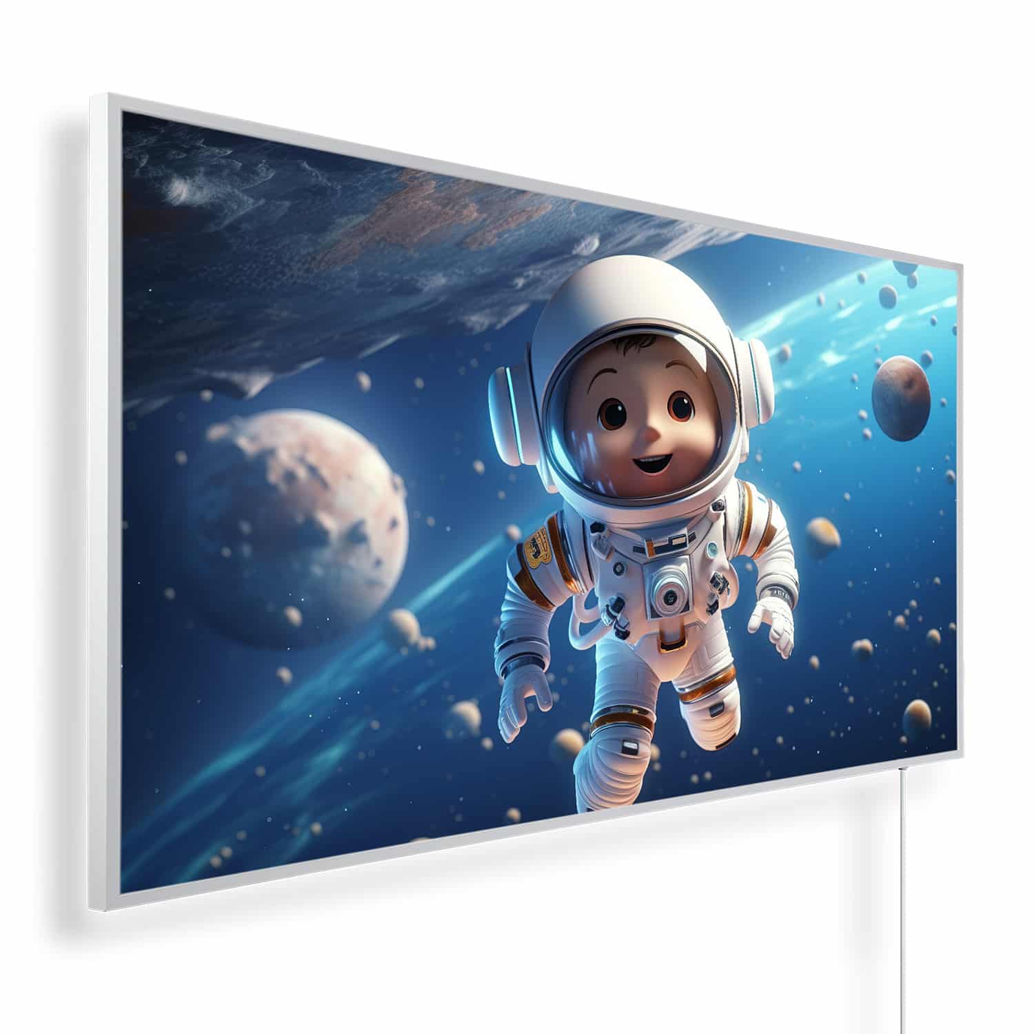 Astronaut in de ruimte | 450 tot 1200 Watt | Witte of zwarte lijst