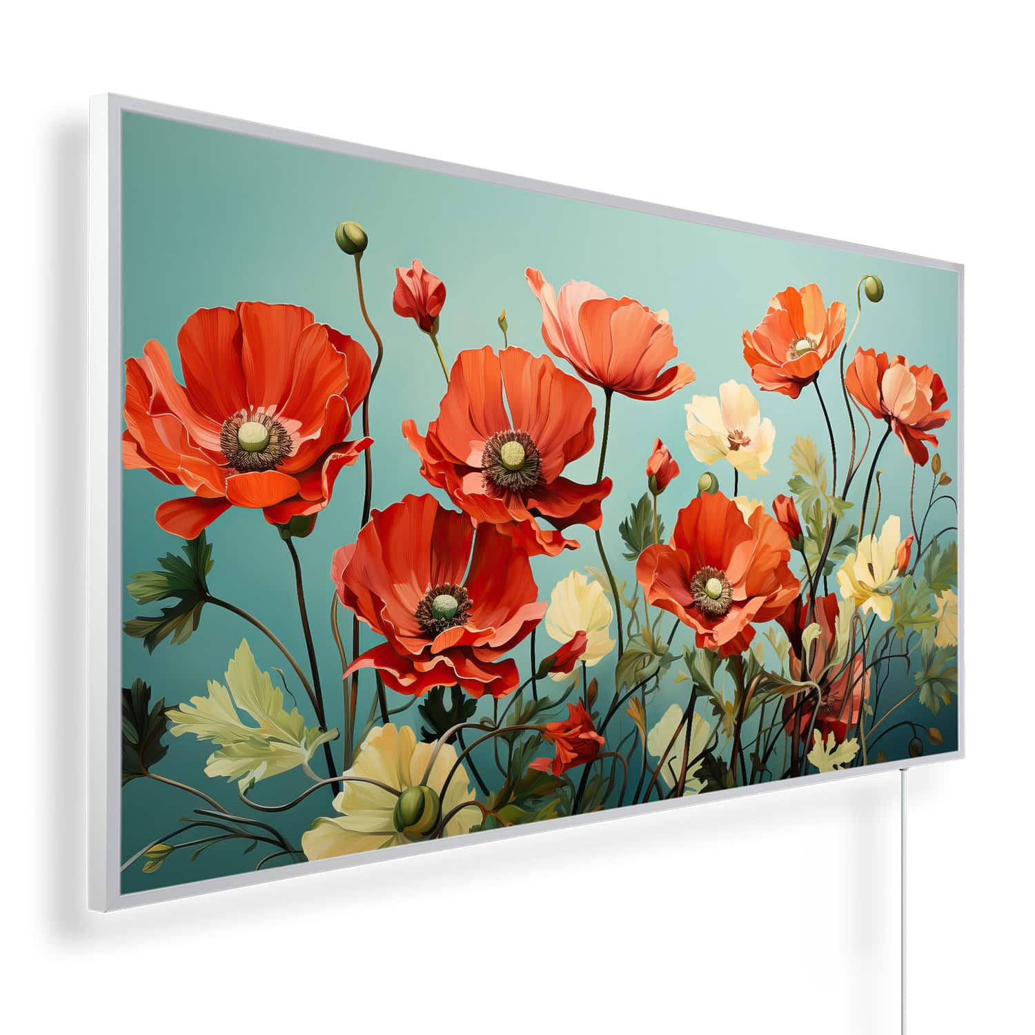 Schilderij rode klaprozen | 450 tot 1200 Watt | Witte of zwarte lijst