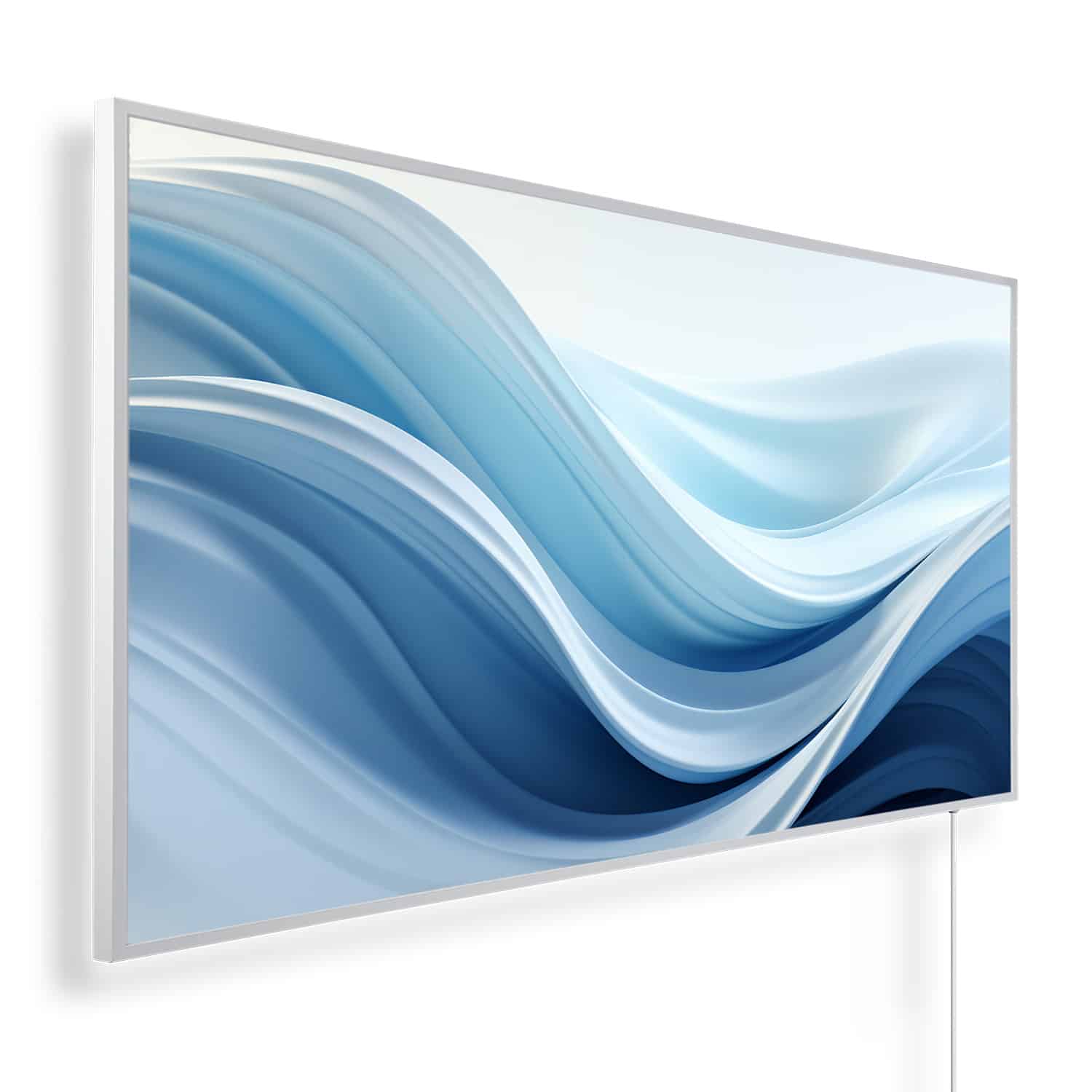 Futuristische wit blauwe golven | 450 tot 1200 Watt | Witte of zwarte lijst