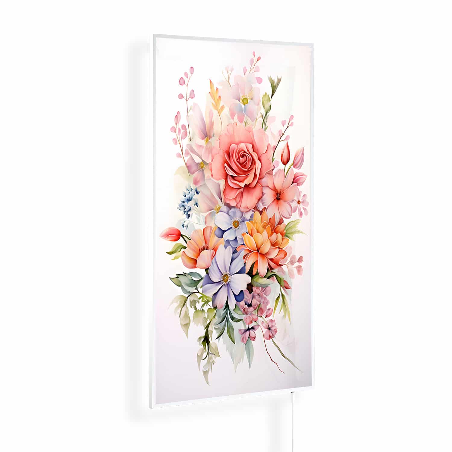 Prachtig boeket bloemen in aquarel | 450 tot 1200 Watt | Witte of zwarte lijst