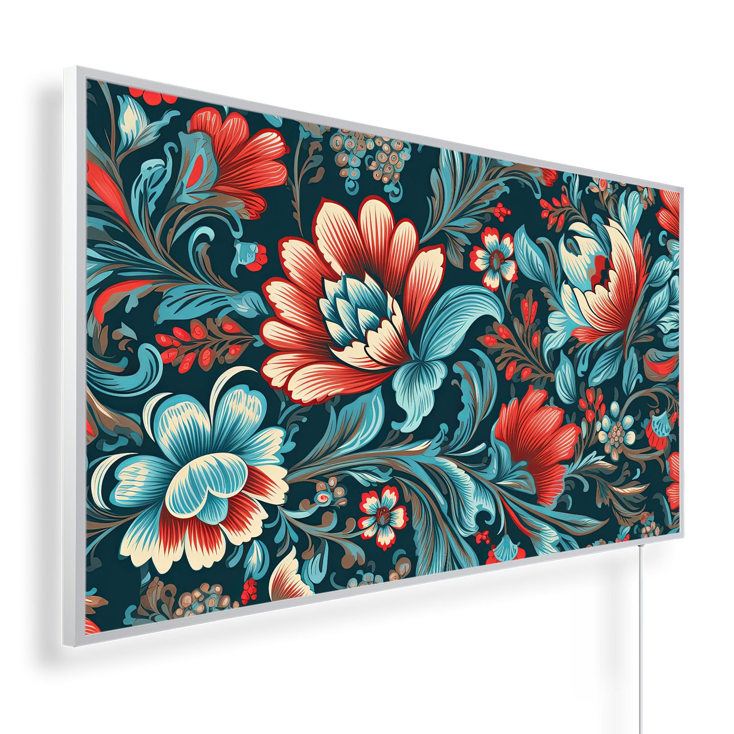 Abstracte bloemenachtergrond met blad en bloemen | 450 tot 1200 Watt | Witte of zwarte lijst